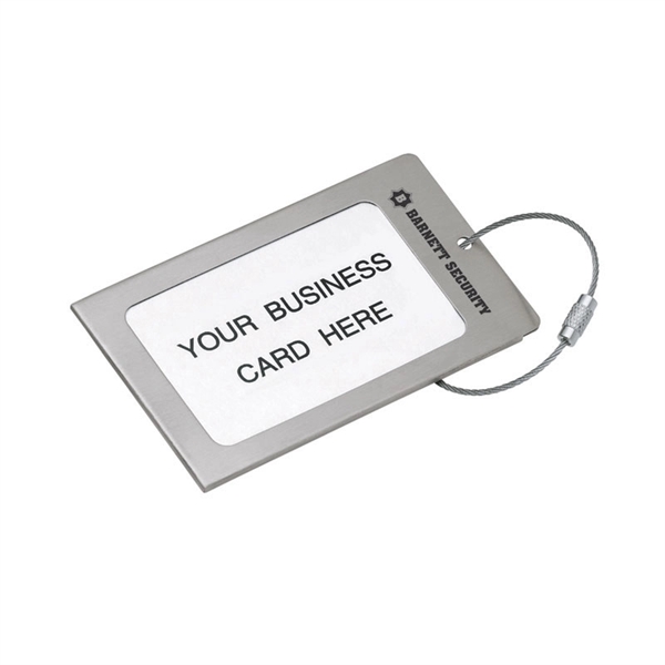 0.12" x 2.25" x 4" Navigor series brushed steel luggage tag... from ASI 67866 Logomark/Valumark / Valumark™