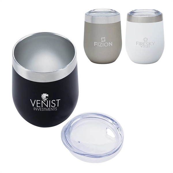 3.25" x 4.5" x 3.12" Brisbane 12-ounce stainless steel wine tumbler... from ASI 67866 Logomark/Valumark