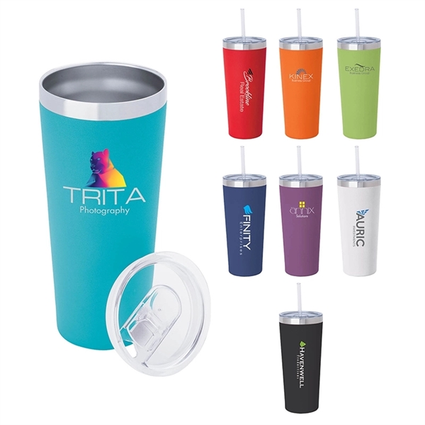3.44" x 7.75" x 3.38" Biere double-wall stainless steel tumbler with... from ASI 67866 Logomark/Valumark