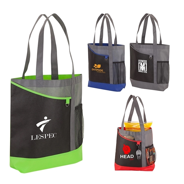 4" x 14.5" x 15.75" tri-toned tote bag; includes front pocket,... from ASI 67866 Logomark/Valumark / Valumark™