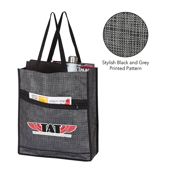 4" x 16" x 13.5" tote with black and grey print;... from ASI 67866 Logomark/Valumark / Valumark™