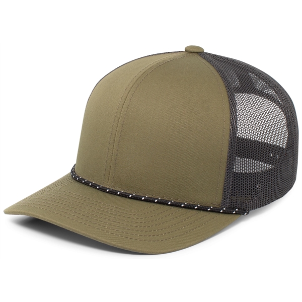 Trucker Snapback Braid Cap with mid-profile, pro-model crown.... from ASI 37461 Augusta Sportswear / Pacific Headwear