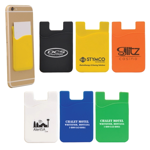 3 1/2" x 2 1/4" silicone smartphone wallet with sticky adhesive... from ASI 57655 STOPNGO Line