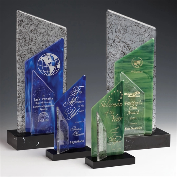Art glass award with black marble base.... from ASI 84592 St Regis Group / R S Owens & Co Inc