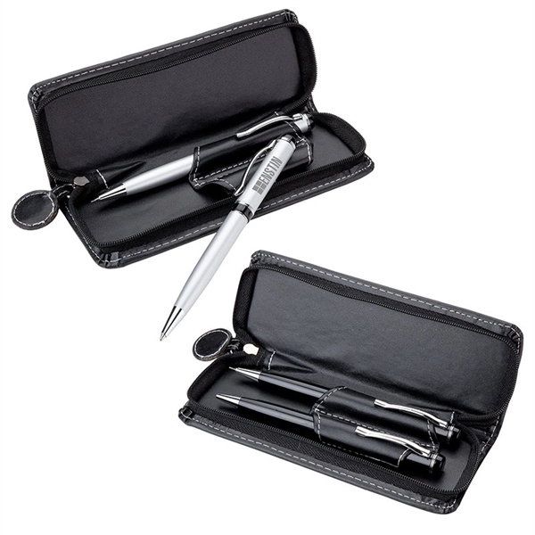 Brass twist action ballpoint pen and twist action pencil with satin... from ASI 67866 Logomark/Valumark