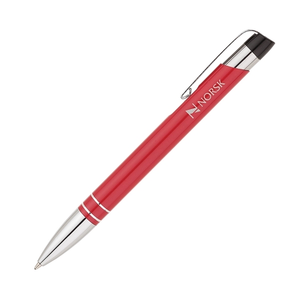 Aluminum ballpoint pen with plunger action mechanism with dual ring chrome... from ASI 67866 Logomark/Valumark / Valumark™
