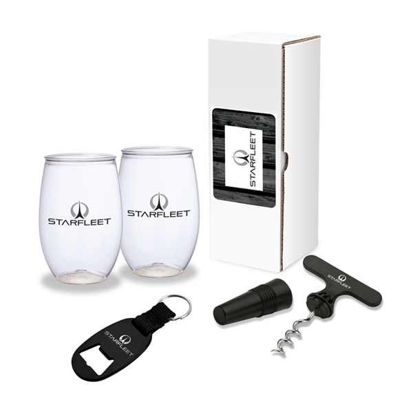 4 piece gift set with two 16 oz. PET wine tumblers,... from ASI 67866 Logomark/Valumark