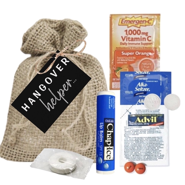 Hangover Emergency Kit packaged in jute bag... from ASI 89971 Stuff A Mug