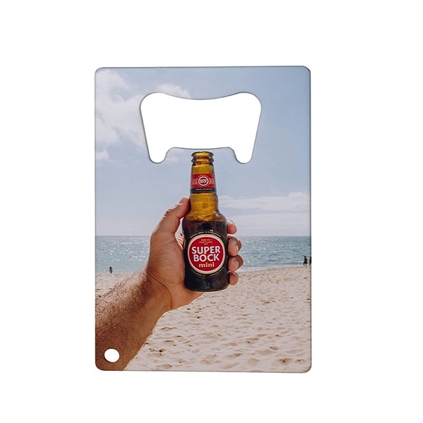 Personalised bottle opener plus full color heat transfer on both side... from ASI 37218 Athena Promo (tm)
