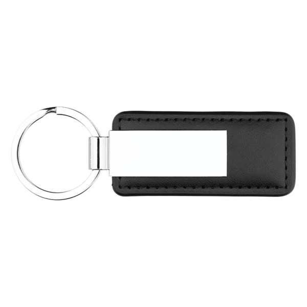Chrome finished metal plated keyring with synthetic leather strap and black... from ASI 57655 STOPNGO Line