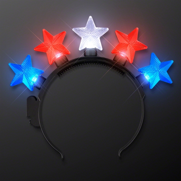 Light Up Stars Headband Red, White & Blue; BLANK & IMPRINT... from ASI 34194 ALightPromos