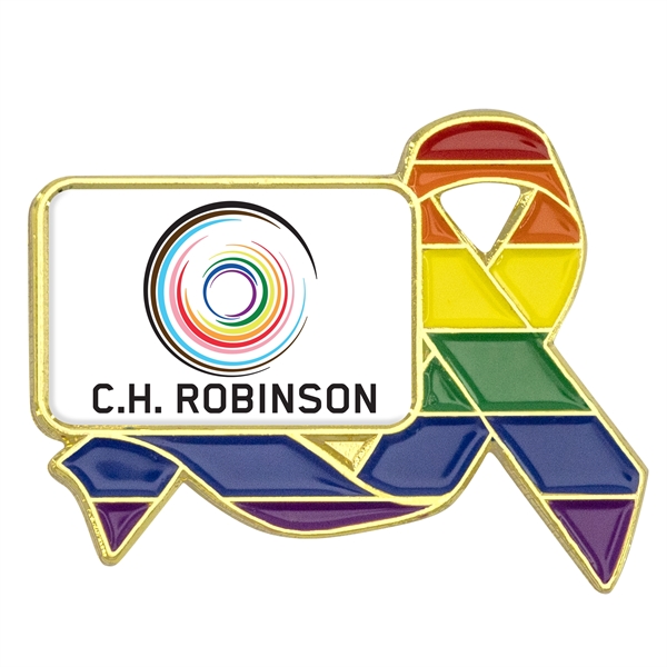 1" die struck metal rainbow ribbon lapel pin with space for... from ASI 52263 EMT / EMT EASY