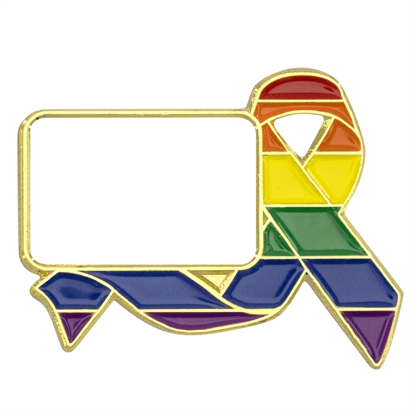 1" die struck metal rainbow ribbon lapel pin with space for... from ASI 52263 EMT / EMT EASY