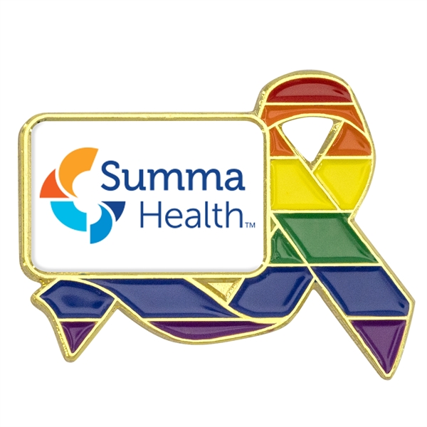 1" die struck metal rainbow ribbon lapel pin with space for... from ASI 52263 EMT / EMT EASY