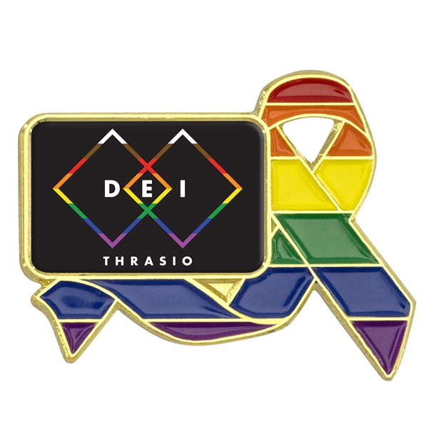 1" die struck metal rainbow ribbon lapel pin with space for... from ASI 52263 EMT / EMT EASY