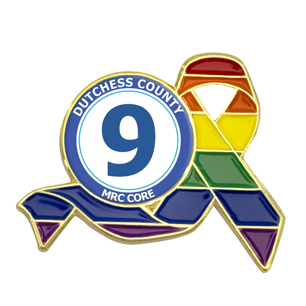 1" die struck metal rainbow ribbon lapel pin with round or... from ASI 52263 EMT / EMT EASY