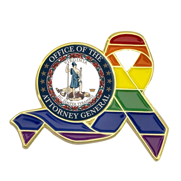 1" die struck metal rainbow ribbon lapel pin with round or... from ASI 52263 EMT / EMT EASY