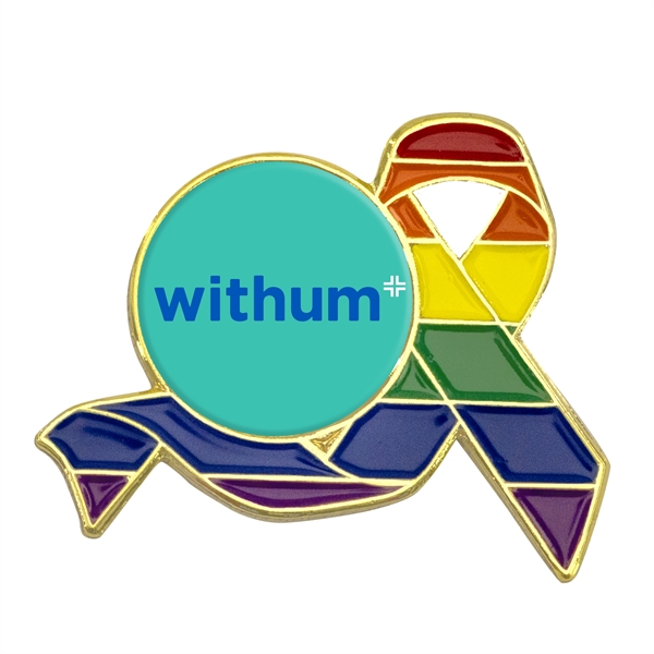 1" die struck metal rainbow ribbon lapel pin with round or... from ASI 52263 EMT / EMT EASY