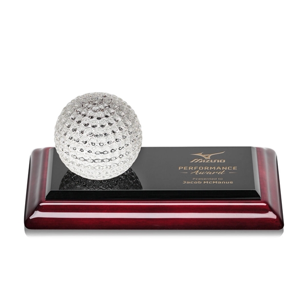 Crystal sports ball award mounted on a 4" x 6" handsome... from ASI 84592 St Regis Group / St Regis