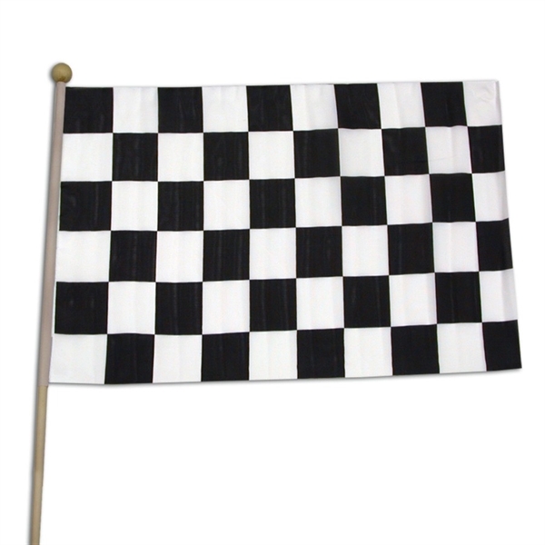 12" x 18" checkered race flag, glued onto a 23" thick... from ASI 42016 Brighter Promotions Inc