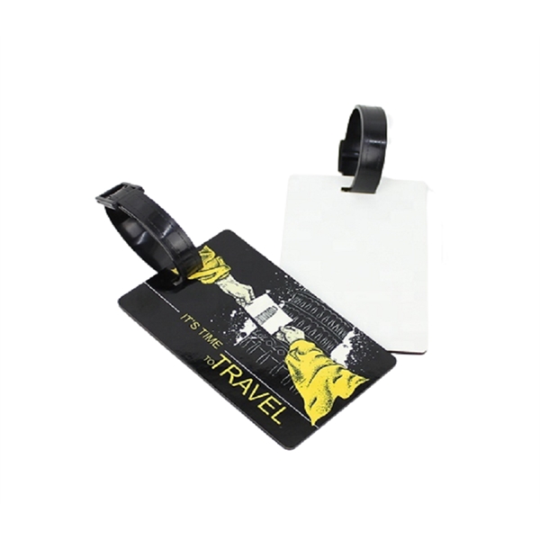 Personalized fiberboard luggage tag with adjustable plastic strap plus full color... from ASI 37218 Athena Promo (tm)