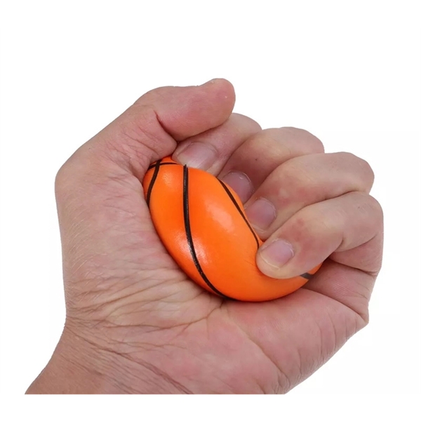 Basketball Shaped Stress Reliever Ball with 1c1p sticker imprint... from ASI 37218 Athena Promo (tm)