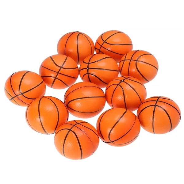 Basketball Shaped Stress Reliever Ball with 1c1p sticker imprint... from ASI 37218 Athena Promo (tm)