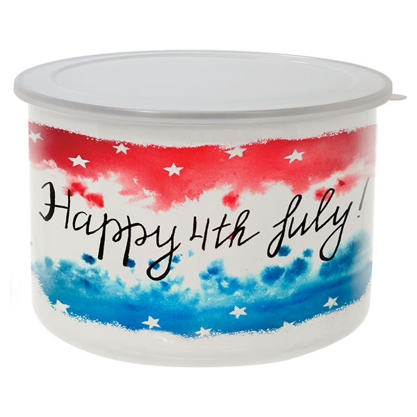 Tall Enamel Container with Flexible Plastic Lid... from ASI 92531 Unique Custom Products / UCP