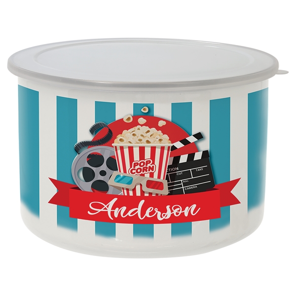 Tall Enamel Container with Flexible Plastic Lid... from ASI 92531 Unique Custom Products / UCP