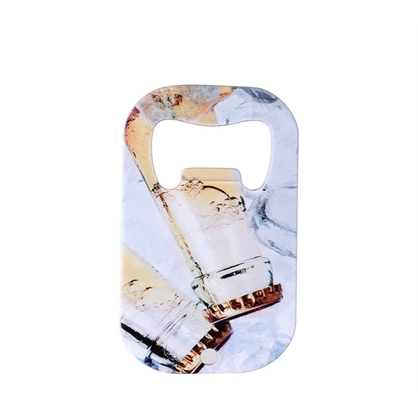 Tag shape bottle opener plus full color heat transfer on both... from ASI 37218 Athena Promo (tm)