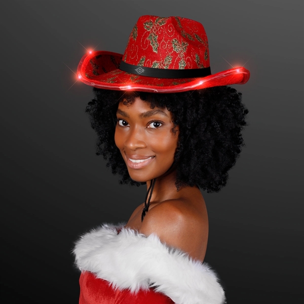 Christmas Cowboy Hats, Holly & Lights with Black Band; Blank &... from ASI 34194 ALightPromos