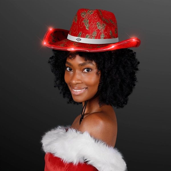Christmas Cowboy Hats, Holly & Lights with White Band; Blank &... from ASI 34194 ALightPromos