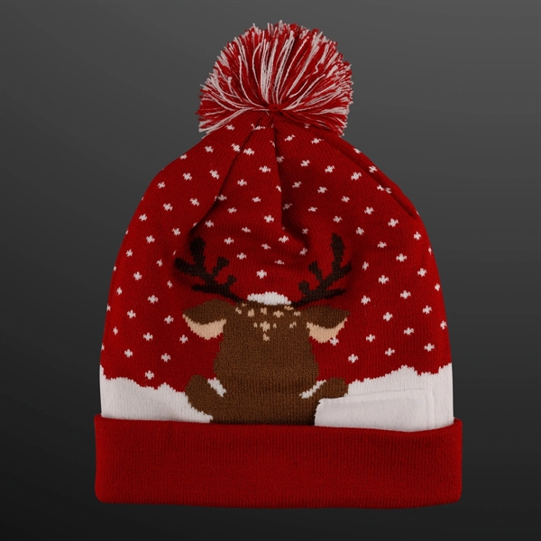 Reindeer Lights Blinky Beanie Holiday Hat; Blank Pricing... from ASI 34194 ALightPromos / Alight Promotional Products