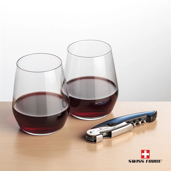 Giftset includes 2 Germain stemless wine glasses and Swiss Force® Impressive... from ASI 84592 St Regis Group