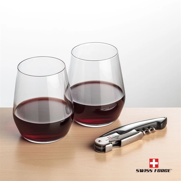 Giftset includes 2 Germain stemless wine glasses and Swiss Force® Impressive... from ASI 84592 St Regis Group