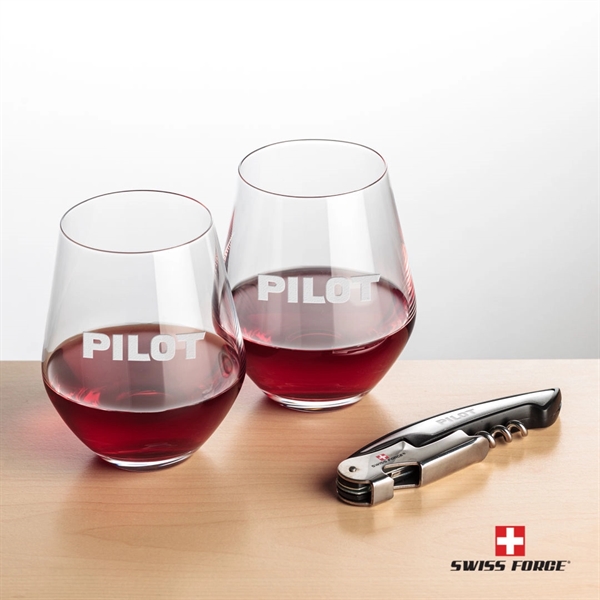 Giftset includes 2 Reina stemless wine glasses and Swiss Force® Impressive... from ASI 84592 St Regis Group