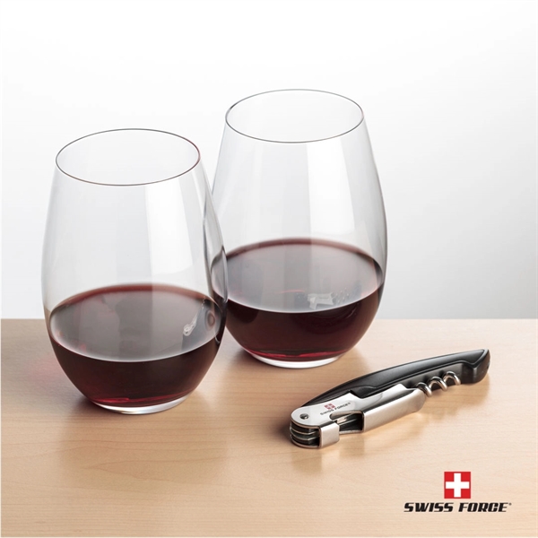 Giftset includes 2 Laurent stemless wine glasses and Swiss Force® Impressive... from ASI 84592 St Regis Group