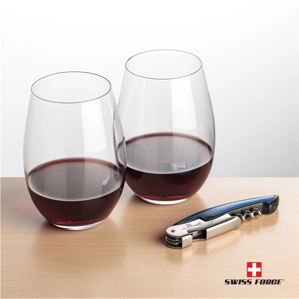 Giftset includes 2 Laurent stemless wine glasses and Swiss Force® Impressive... from ASI 84592 St Regis Group