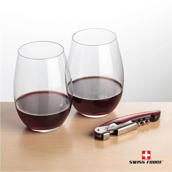 Giftset includes 2 Laurent stemless wine glasses and Swiss Force® Impressive... from ASI 84592 St Regis Group