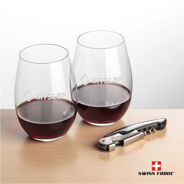 Giftset includes 2 Laurent stemless wine glasses and Swiss Force® Impressive... from ASI 84592 St Regis Group