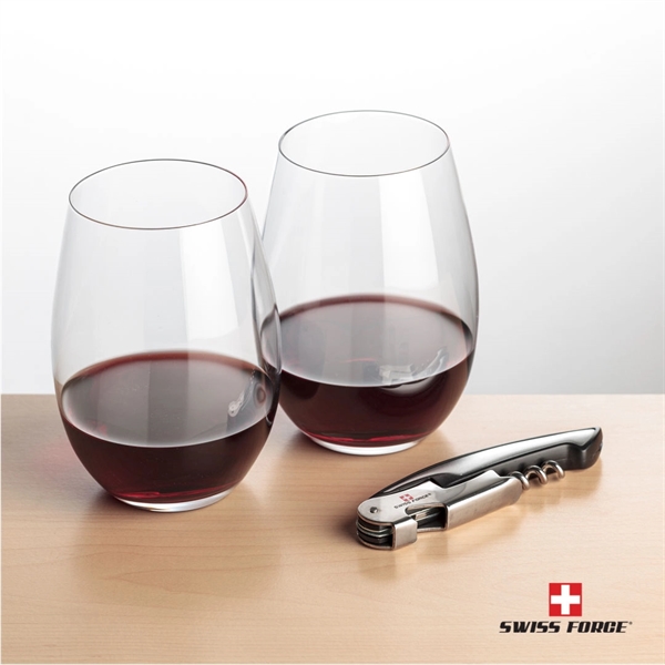 Giftset includes 2 Laurent stemless wine glasses and Swiss Force® Impressive... from ASI 84592 St Regis Group