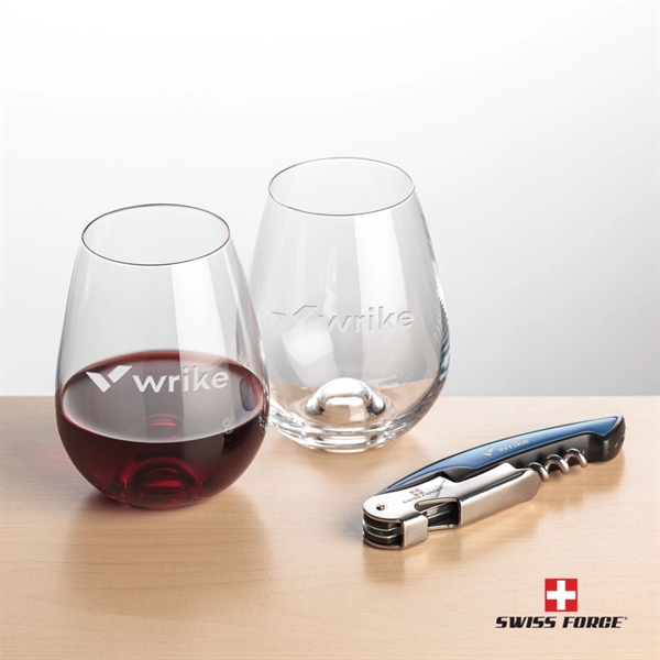Giftset includes 2 Edderton Stemless wine glasses and Swiss Force® Impressive... from ASI 84592 St Regis Group