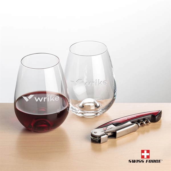 Giftset includes 2 Edderton Stemless wine glasses and Swiss Force® Impressive... from ASI 84592 St Regis Group