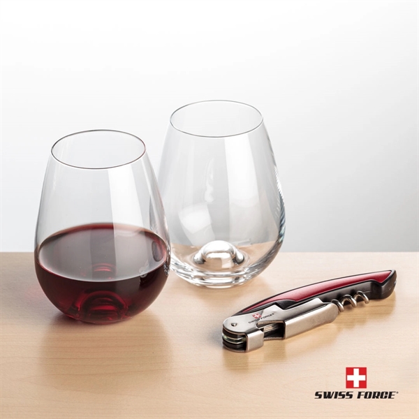 Giftset includes 2 Edderton Stemless wine glasses and Swiss Force® Impressive... from ASI 84592 St Regis Group