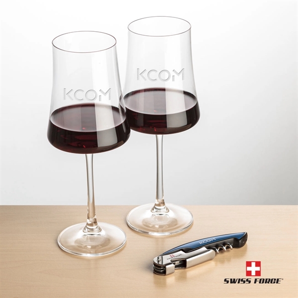 Giftset includes 2 Dakota Stemmed wine glasses and Swiss Force® Impressive... from ASI 84592 St Regis Group