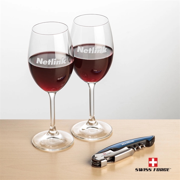 Giftset includes 2 Naples Stemmed wine glasses and Swiss Force® Impressive... from ASI 84592 St Regis Group