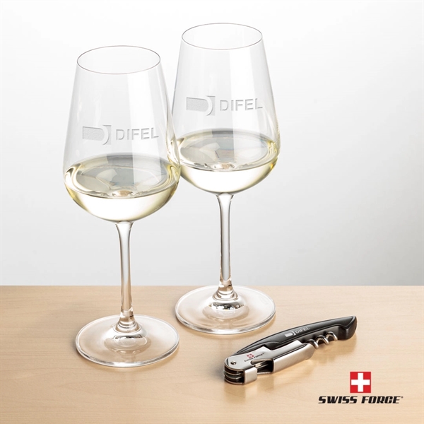 Giftset includes 2 Laurent Stemmed wine glasses and Swiss Force® Impressive... from ASI 84592 St Regis Group