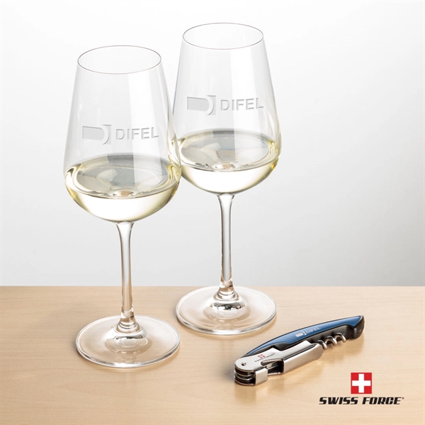 Giftset includes 2 Laurent Stemmed wine glasses and Swiss Force® Impressive... from ASI 84592 St Regis Group