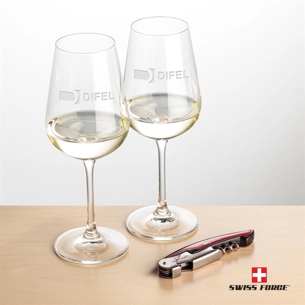 Giftset includes 2 Laurent Stemmed wine glasses and Swiss Force® Impressive... from ASI 84592 St Regis Group