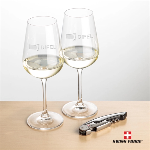Giftset includes 2 Laurent Stemmed wine glasses and Swiss Force® Impressive... from ASI 84592 St Regis Group